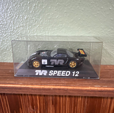 Scalextric TVR Speed 12 1/32 Slot Car C.2444 #12 Black/Gold Wheels 1999