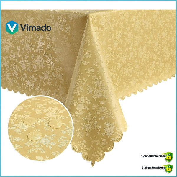 Tischdecke Mitteldecke Weihnachten 100X100 Gold Glanz Abwaschbar Wasserdicht-image