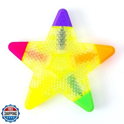 HiKin Beautiful Colorful Star Shape Highlighter Marker, 5 Color in 1 Star Mul