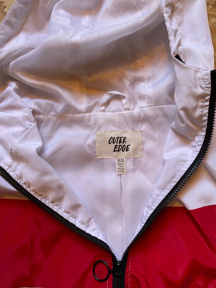 White,Red and Black "outer edge" Windbreaker Long sleeve jacket ,Medium/loose fi - Image 4 of 4