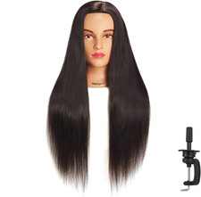 26"-28" Mannequin Head Hair Styling Training Manikin Cosmetology Doll Head Synth
