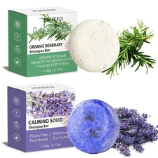 2 Pack Rosemary Lavender Hair Shampoo Bar,Deep Cleansing for Scalp Hair Loss Sha