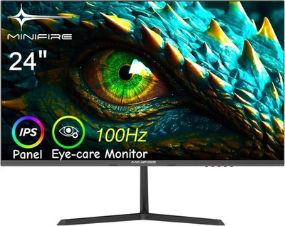 Minifire 24 Zoll Monitor IPS Panel 100Hz 1ms(OD) Adaptive-Sync FHD Bildschirm PC