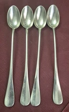 Ercuis Silver Plate Baguette Form Iced Tea Spoons Lot Of 4