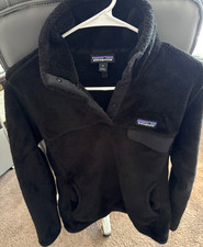 PATAGONIA Women  s T-1/4 Snap Fleece Pullover Black Size Medium Excellent