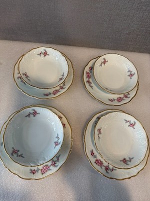 4 WAWEL ''ROSE SPRAY'' MADE IN POLAND Dessert/Bread & Butter Plates & 4 Bowls