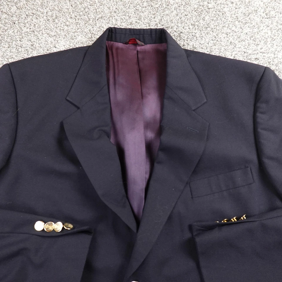 Blazer Savile Row Para Hombres 44R Azul Marino Lana Dorado Botones Abrigo Deportivo Traje Chaqueta Foto 2 de 4