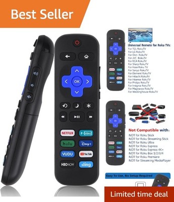 Convenient Universal Remote Control for R0KU Smart TVs - 8 Shortcut Buttons
