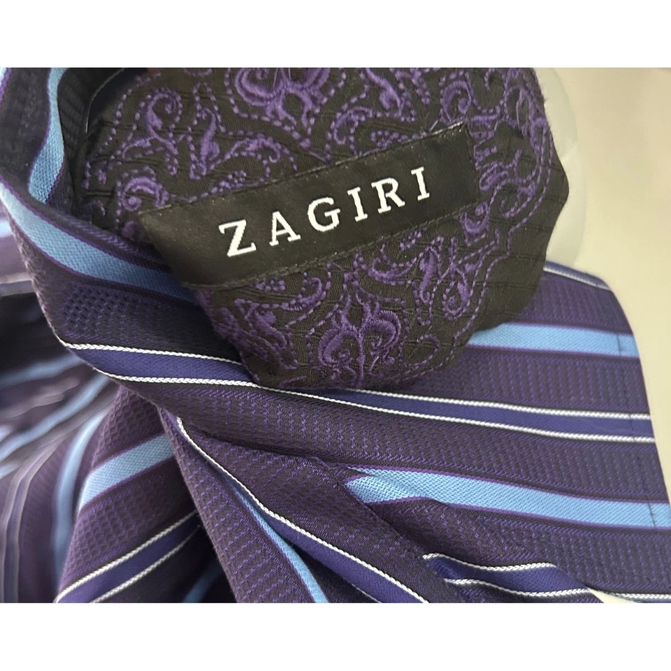 Zagiri Mens Dress Shirt Striped Long Sleeve Button Up Casual Party Size L - Image 4 of 4