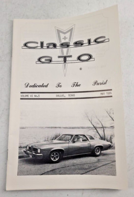 Classic GTO Magazine Newsletter May 1984 1973 Pontiac Sport Coupe