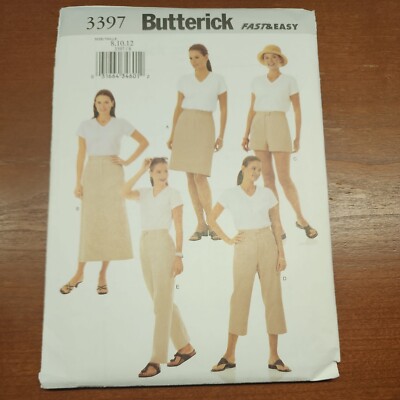  Butterick 3397 ''Fast & Easy'' Sewing Pattern Skirt, Shorts, Pants Size 8, 10, 12
