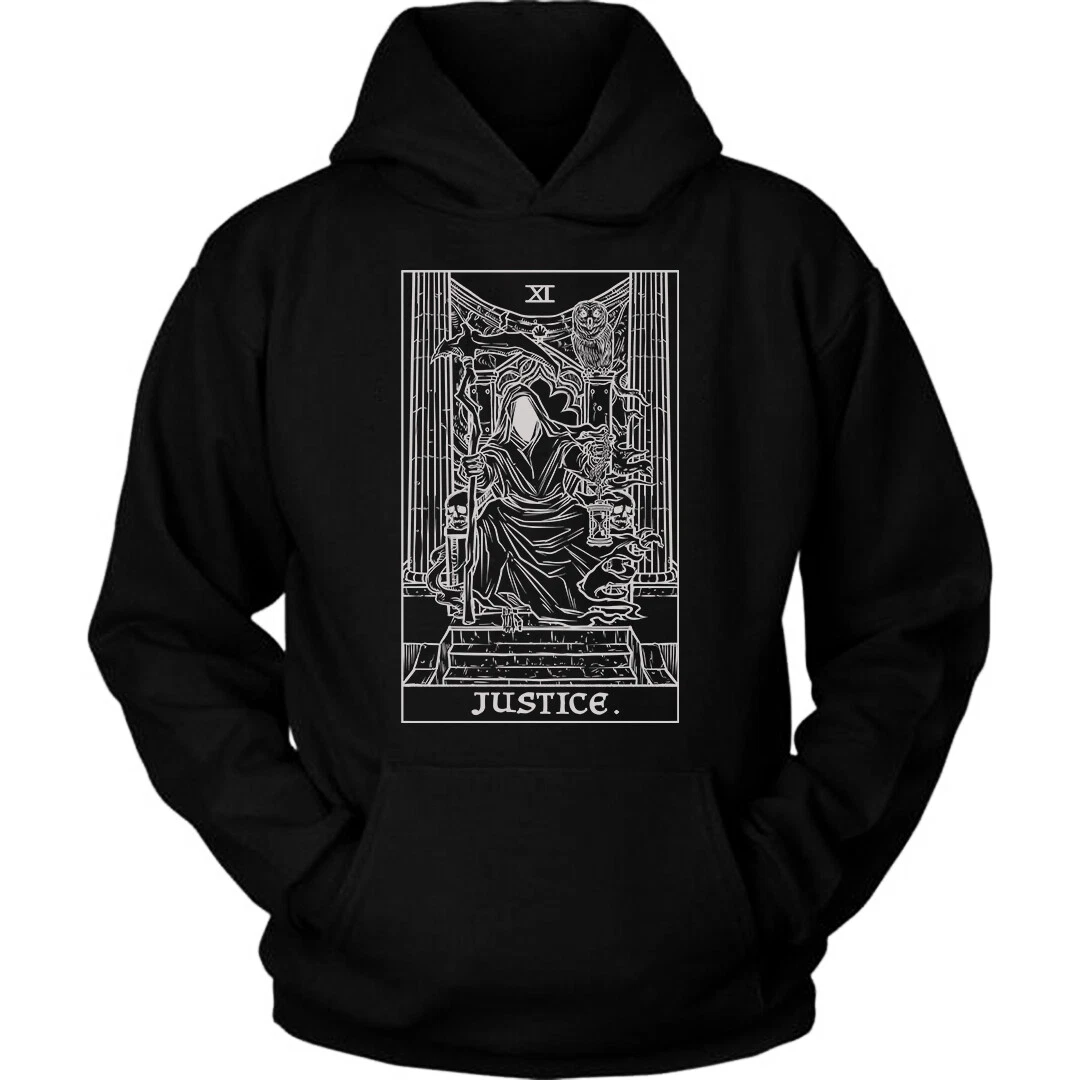 Justice Tarot Card Hoodie Grim Reaper Gothic Halloween Horror Sweatshirt Hoodies