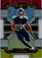 2023 Panini Select #97 Tyjae Spears Green and Yellow Prizms Die Cuts