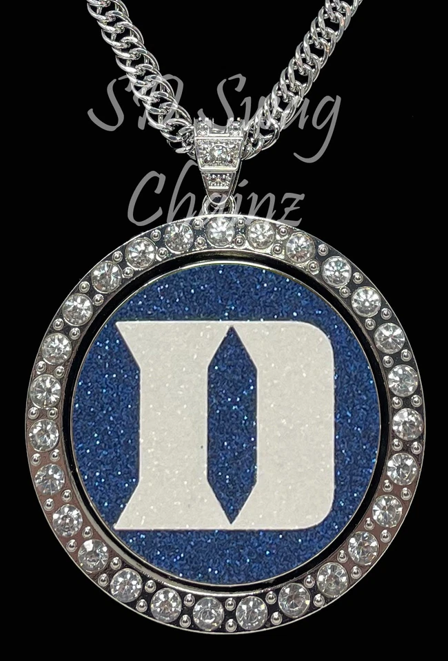 Duke Blue Devils Spinning Necklace Custom Silver or Gold Swag Chain Pendant Spin - Image 3 of 4