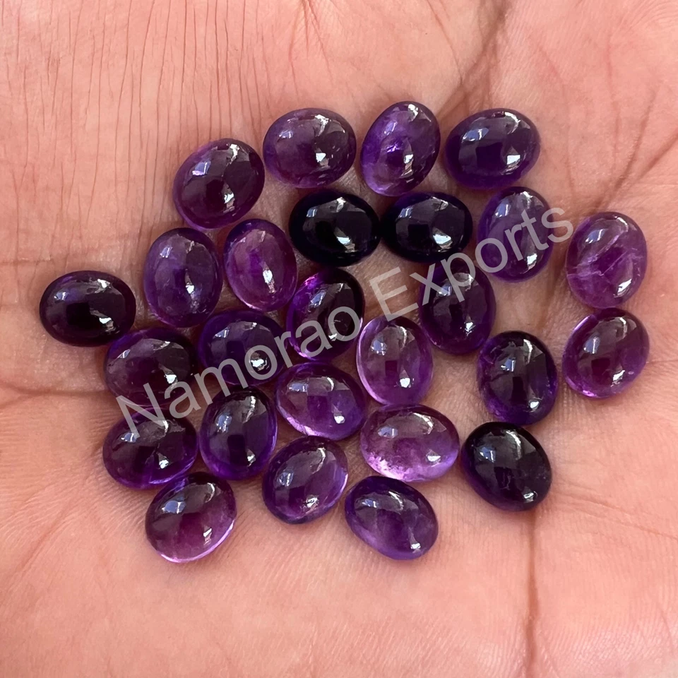 Natural Amethyst Oval 4x6 mm to 15x20 mm Cabochon Loose Gemstone Lot - Image 2 of 4