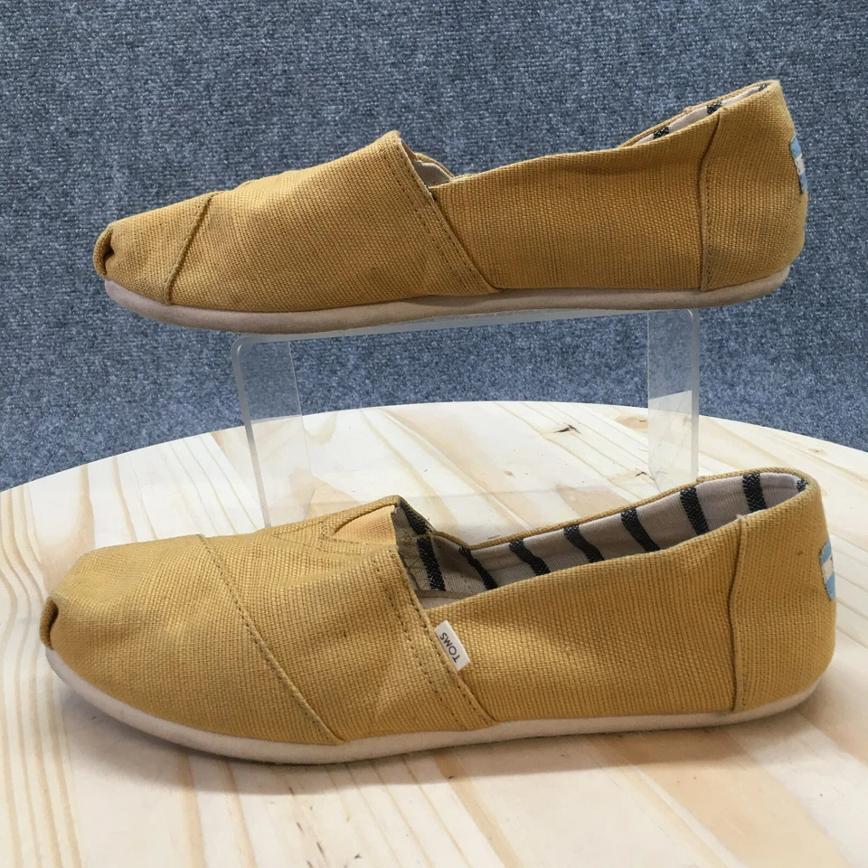 Sapatos femininos Toms 10 clássicos herança chinelo tecido dourado conforto 10015441 - Imagem 2 de 4