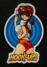 HOOK UPS STICKER "BOOBS  BUTT MIDDLE FINGER"  2 3/4 X 4" GLOSSY 