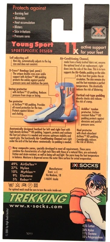 X-SOCKS TREKKING LIGHT JR PRECIO DE VENTA SUGERIDO POR EL FABRICANTE $28 Calcetín Corto US NIÑOS 13 - 3.5 UE 31 - 34 NUEVO Foto 4 de 4