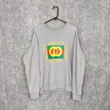 Gucci Felpa Uomo Taglia XS Grigio GG Box Logo Ricamato Tigre Oversize Italia