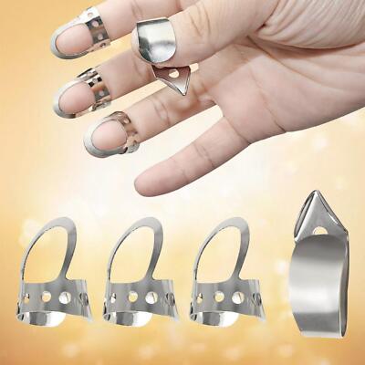 4PCS Metall Ukulele Banjo Gitarre Finger Picks Mit Daumen Pick Plektren