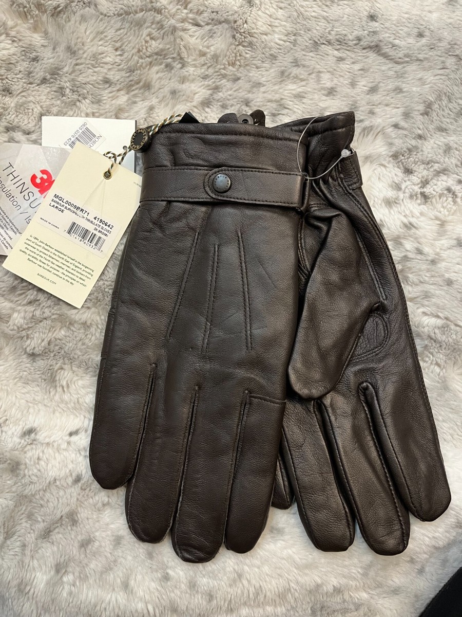 BARBOUR Burnished Leather Gloves in Dark Brown MSRP$120 British