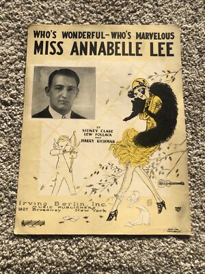 Who's Wonderful Who's Marvelous Miss Annabelle Lee 1927 Sheet Music Sidney Clare