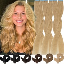20PCS 50G Thick Tape In Remy 100 Real Human Hair Extension Full Head White SALE