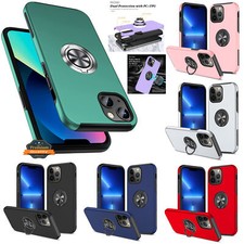 For Motorola Moto G Play 2024 Hybrid Flat Metal Ring Stand 360 Hard Case Cover