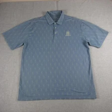 Nike Golf Polo Shirt Mens XL Blue Geometric TPC Summerlin Logo Stretch Preppy 