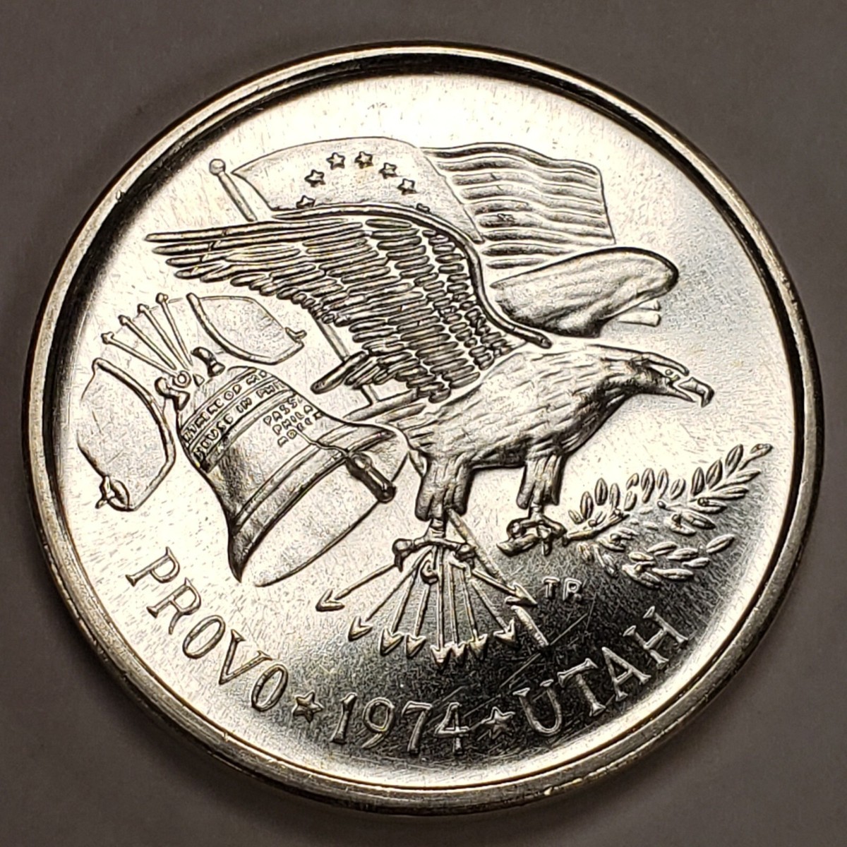 1974 1 oz Silver Round Liberty Metals Inc Provo Utah Plain Edge