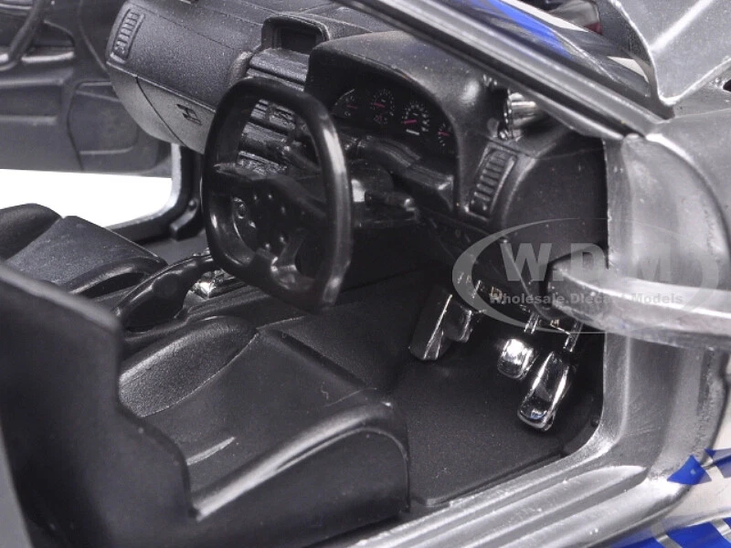 BRIAN'S NISSAN GTR SKYLINE R34 SILVER & BLUE FAST & FURIOUS 1/24 CAR JADA 97158 - Image 4 of 4