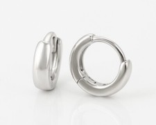 925 Sterling Silver Filled Baby's Plain Simple 9mm Huggie Hoop Earrings