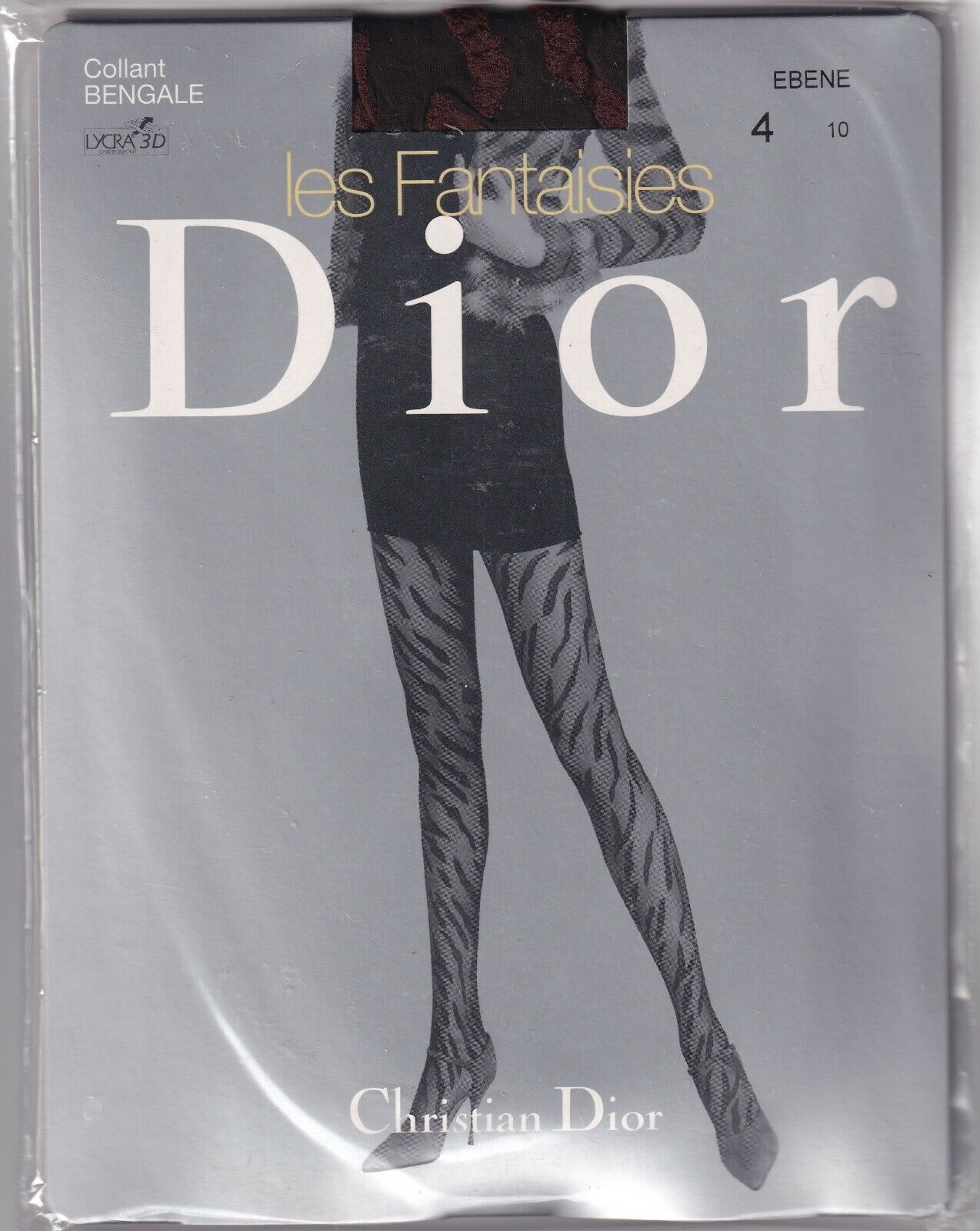 DIOR BENGAL Ebony or Black Fancy Tights. 2 sizes. Fashion Tights.