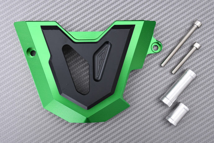 Protege pignon vert Kawasaki Ninja 300 en alu CNC haut de gamme