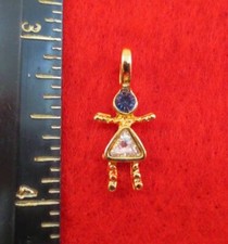 14KT GOLD EP GIRL MARCH BLUE CRYSTAL SMALL BIRTHSTONE KIDS PENDANT CHARM