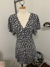 NWT Zara Daisy Print Mini Dress, Button Fit Flare Size M