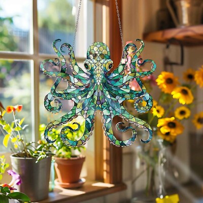 Blue Octopus Acrylic Window Hanging, Octopus Window Hangings, Gift For ...