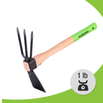 WORKPRO 2-in-1 Heavy Duty Hoe Cultivator Garden Rake Sharp Blade & 3 Claw Tiller