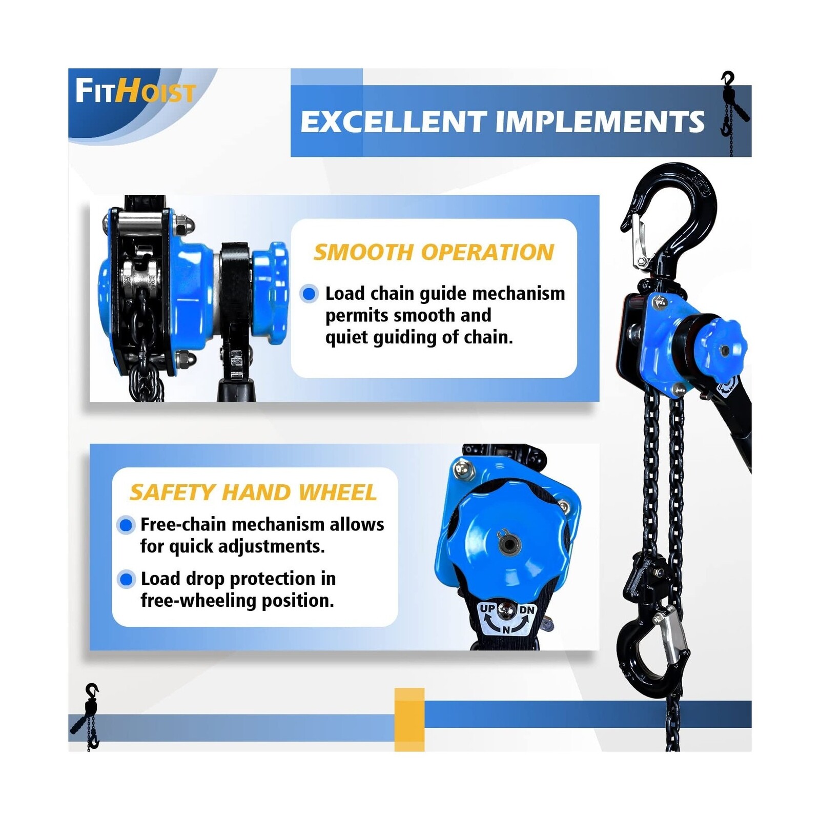 Chain Hoist Come Along 1/2 Ton | Mini Lever Chain Hoist 1100Lbs Capacity with...