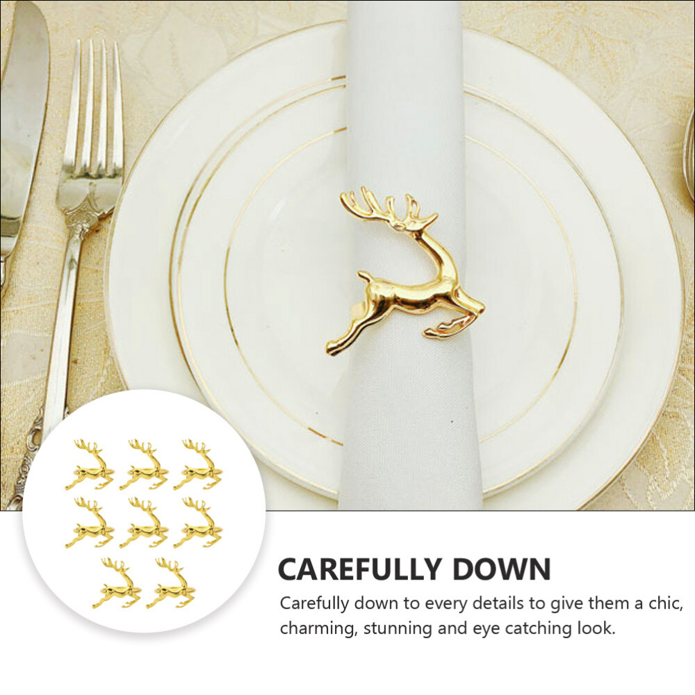 8 Pcs Reindeer Napkin Rings Gold Napkin Rings Napkin Rings Christmas eBay