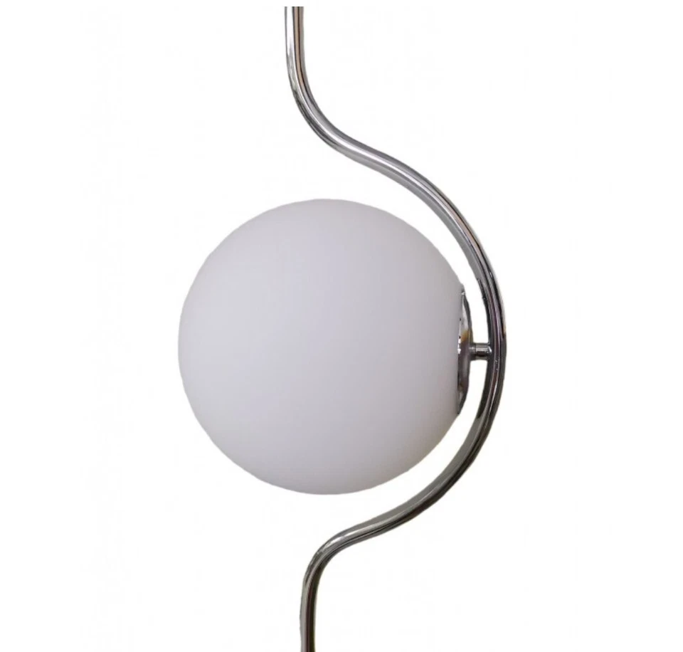 Lampada da Terra Attacco E27 Sfera Vetro Oro Argento Piantana Moderna da Interni - Immagine 3 di 4