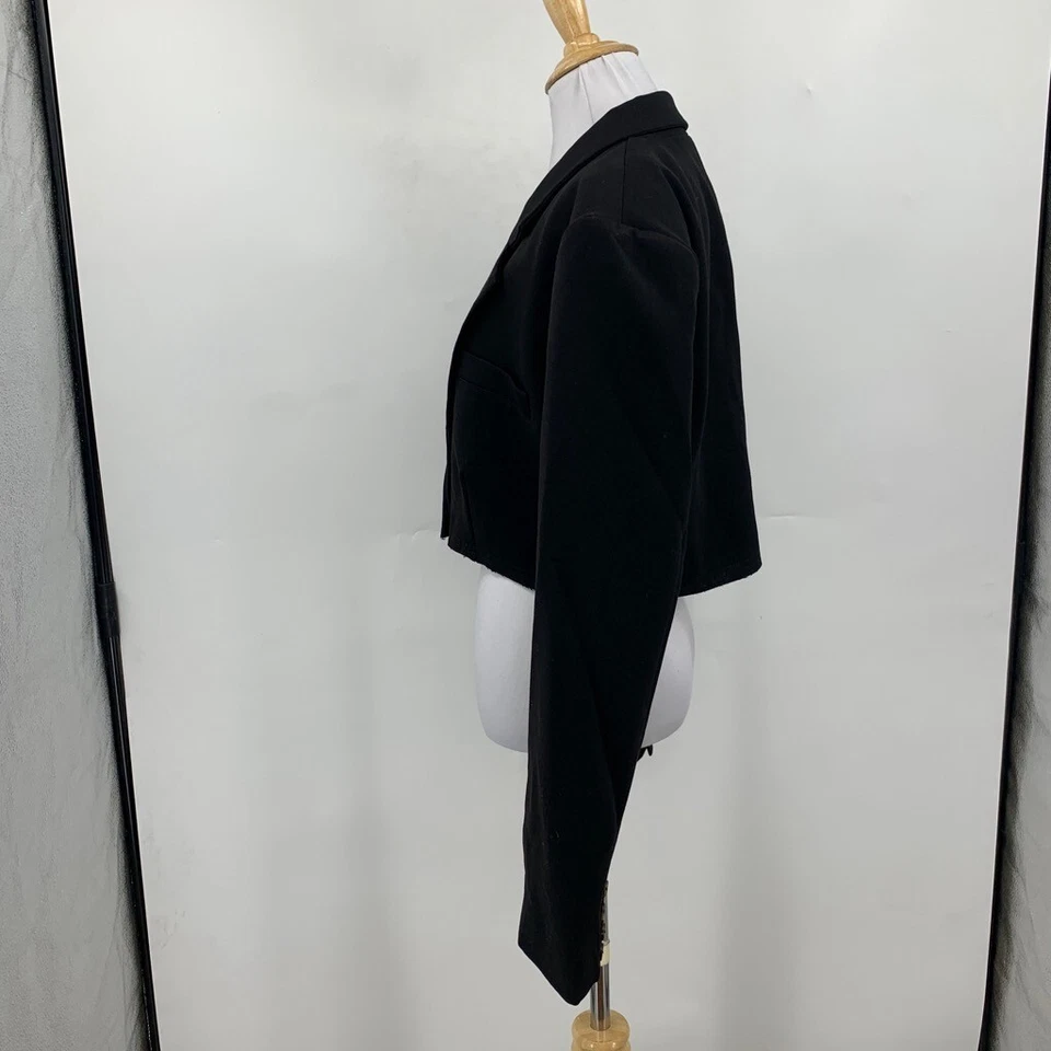 Blazer de laboratorio gris para mujer L grande negro recortado hombreras muesca sumergida cuello en V Foto 3 de 4