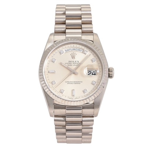 Rolex Day Date 18239A Automatic winding 36mm Silver/8PD/2PB White Gold Pre-owned