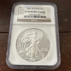 2001-W American Silver Eagle 1 Oz PF70 UCAM NGC Brown Label
