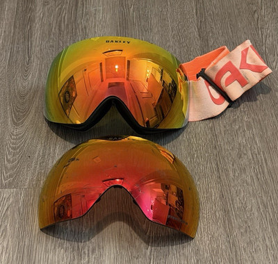 Oakley Flight Deck Prizm Orange Strap Goggles W/ Spare Lens - Large