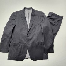 Awearness Kenneth Cole 46L 40x36 Gray 100 Wool Slim 2Bt 2Pc Mens Suit