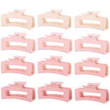 12 Pcs Pink Large Square Hair Claw Clips for Women, 4.3-Inch Matte Rectangle Cla