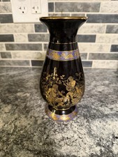 Adis Hand Made In Greece Black And 24 C Gold Vase