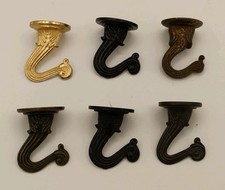 Vintage Aluminum, Brass Decorative Wall Hangers, Hooks, Lot Of 6
