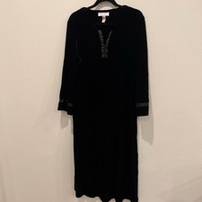 VTG OSCAR DE LA RENTA SZ XL VELVET MAXI DRESS SATIN TRIM  GOTH WITCH HOUSE ROBE